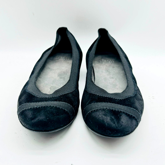 Stuart Weitzman Shoes Womens 9.5 Black Suede Ballet Flats Dress Casual Slip Ons - Picture 3 of 11